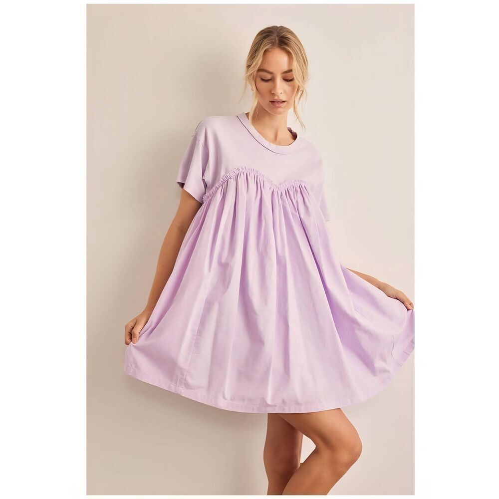 In February Sweetheart Short Sleeve Mini Babydoll Dress with Pockets Size Large